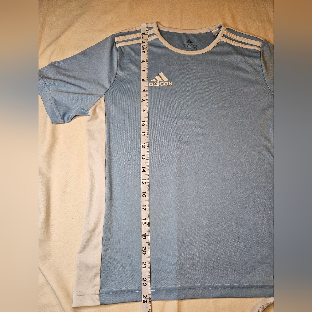 Adidas Kids Entrada Soccer Jersey Large (13-14yrs) Light Blue & White Youth Size - Picture 6 of 7